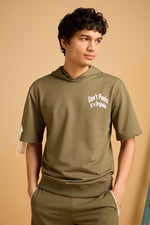 Don't PANIC , It's ORGANIC Hoodie Tee - Green Fig