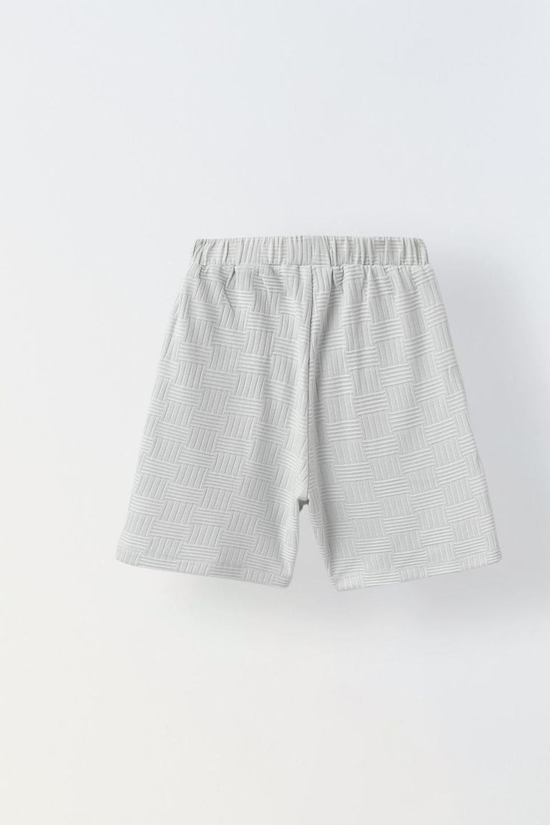 Spunkies White Summer Cotton Structured Fabric Boys Shirt Set