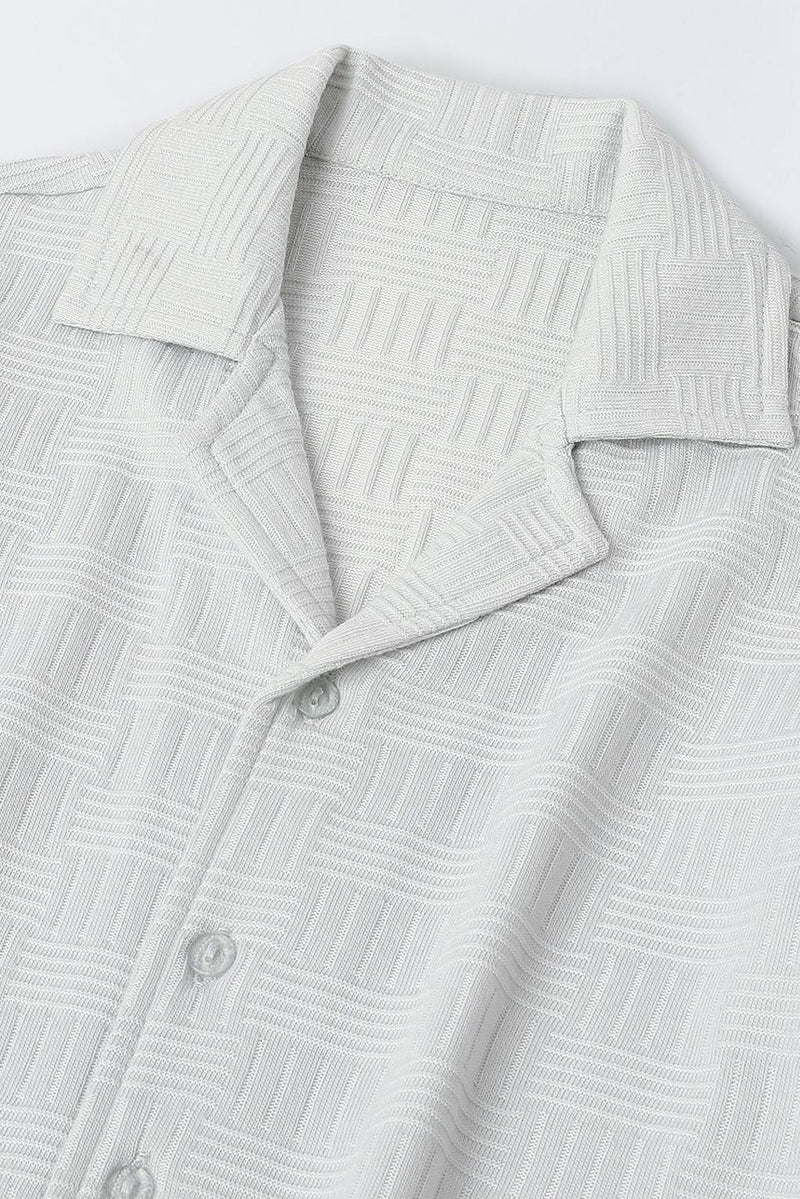 Spunkies White Summer Cotton Structured Fabric Boys Shirt Set