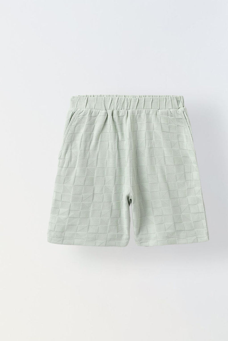 Spunkies Summer Green Cotton Structured Fabric Boys Shirt Set