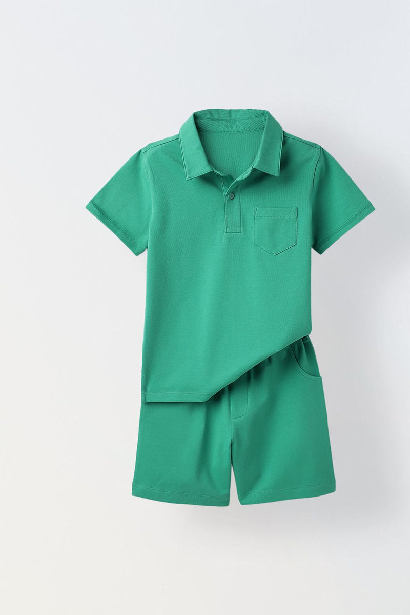 Spunkies Boys Polo Everyday Play Sets- Green
