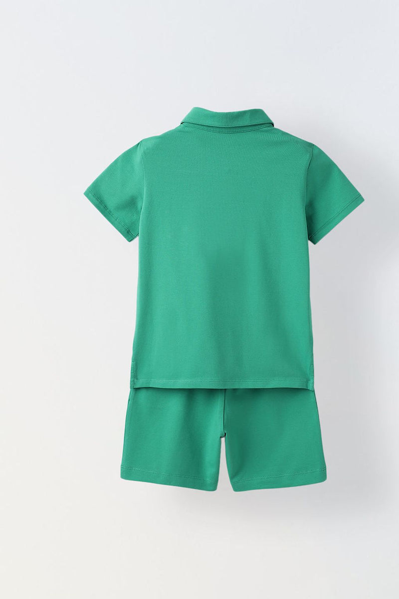 Spunkies Boys Polo Everyday Play Sets- Green