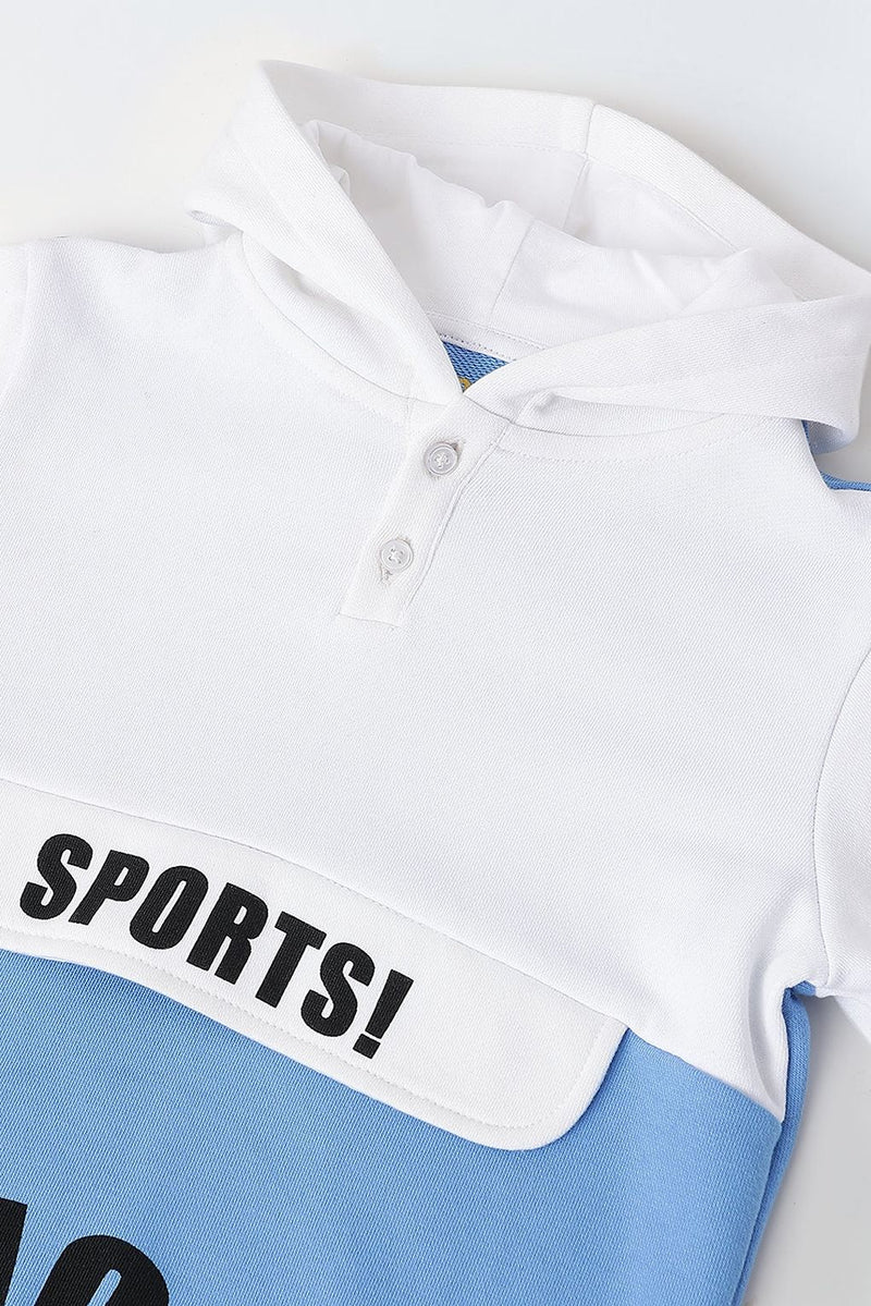 Spunkies Stylish White & Blue Boys Set with Pullover