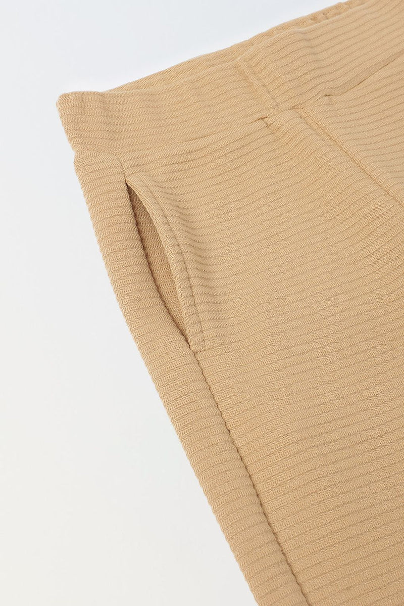 Spunkies Boy Beige Waffle Knit Otoman Rib Top with Bottom Set