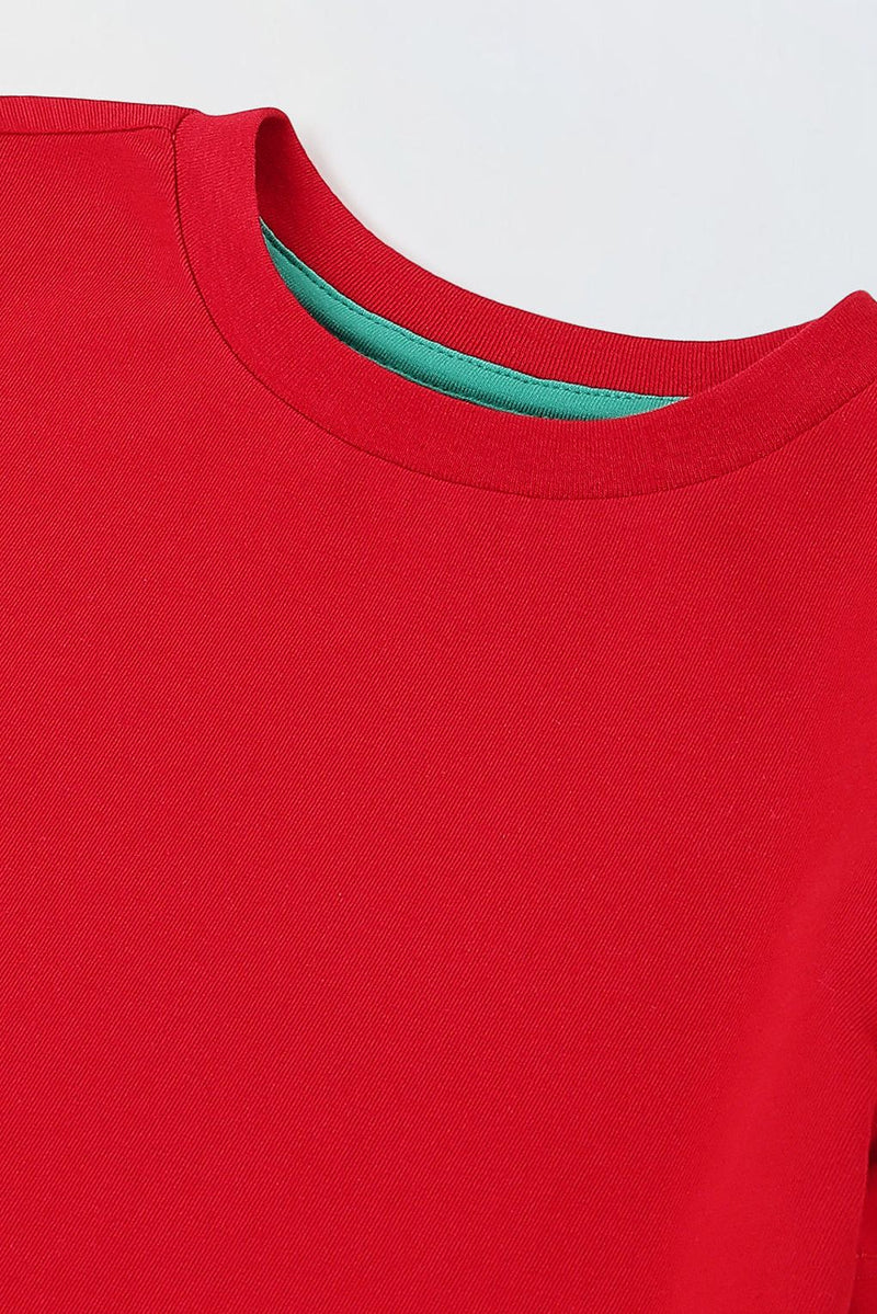 Spunkies Red Boys Solid Crew Neck Short Sleeves T-Shirt