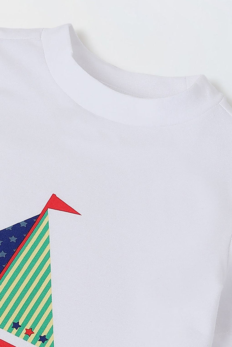 Spunkies White Boys Graphic Print T-Shirt