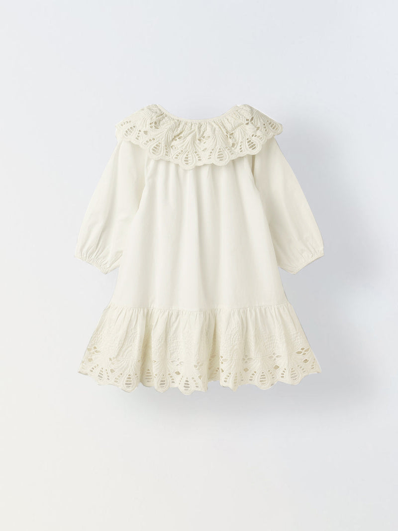 White Eyelet Lace Ruffle Dress-Girls