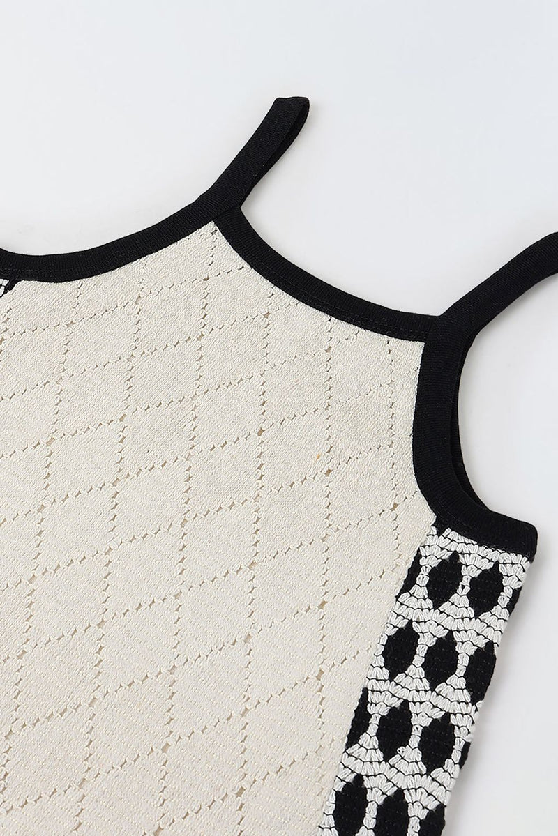 Spunkies Off White Girls Crochet Square Neck Sleeveless A-Line Dress