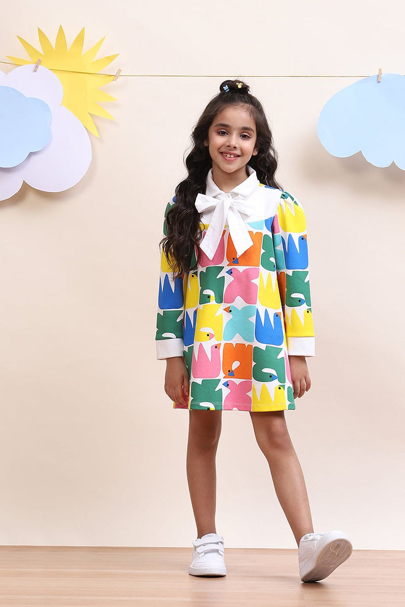 Spunkies Interlock Dress With Bow-Tie