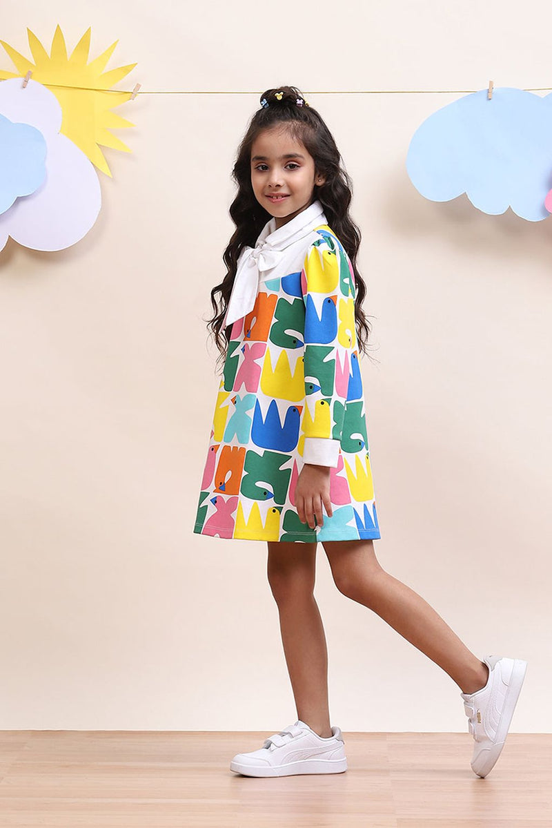 Spunkies Interlock Dress With Bow-Tie