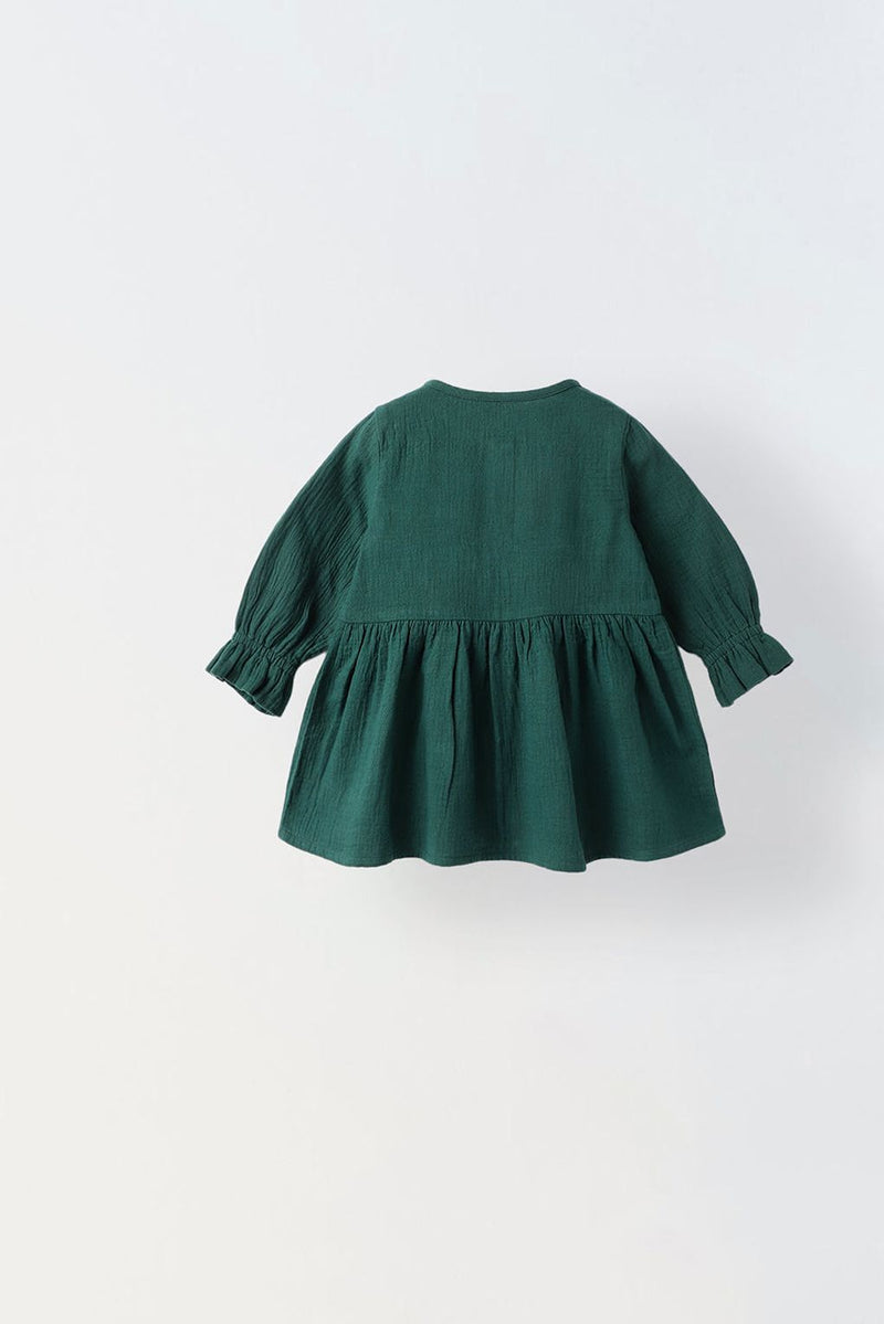 Spunkies Green Bow Cotton Gauze Dress