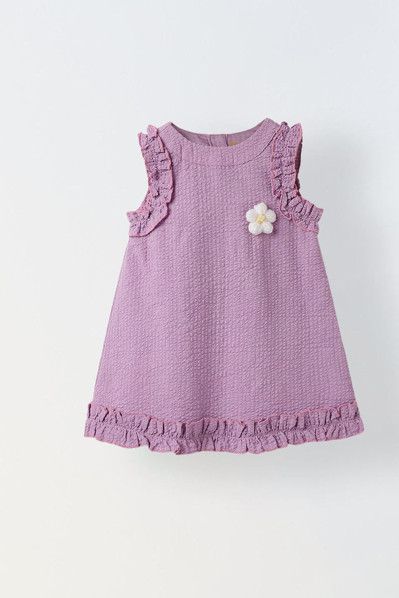 Spunkies Infant Girls' Lavender Sleeveless Ruffled Cotton Dress