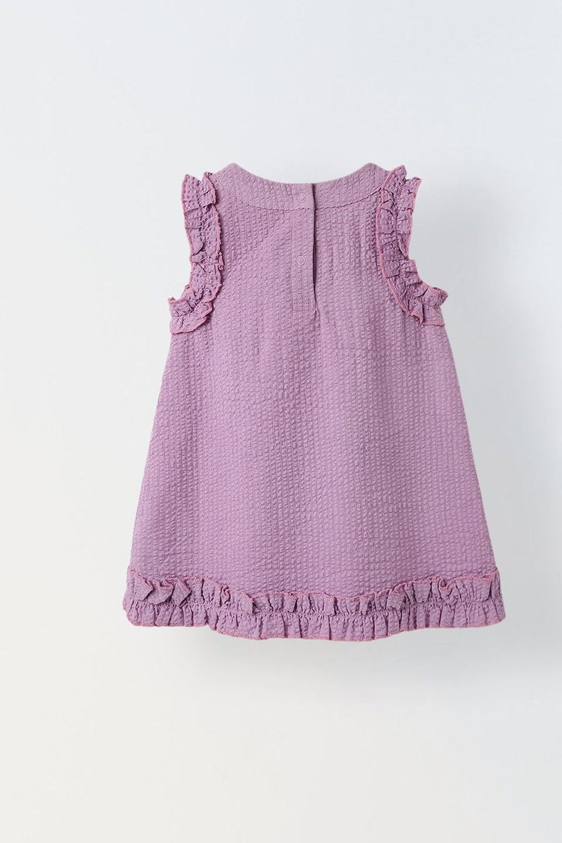 Spunkies Infant Girls' Lavender Sleeveless Ruffled Cotton Dress