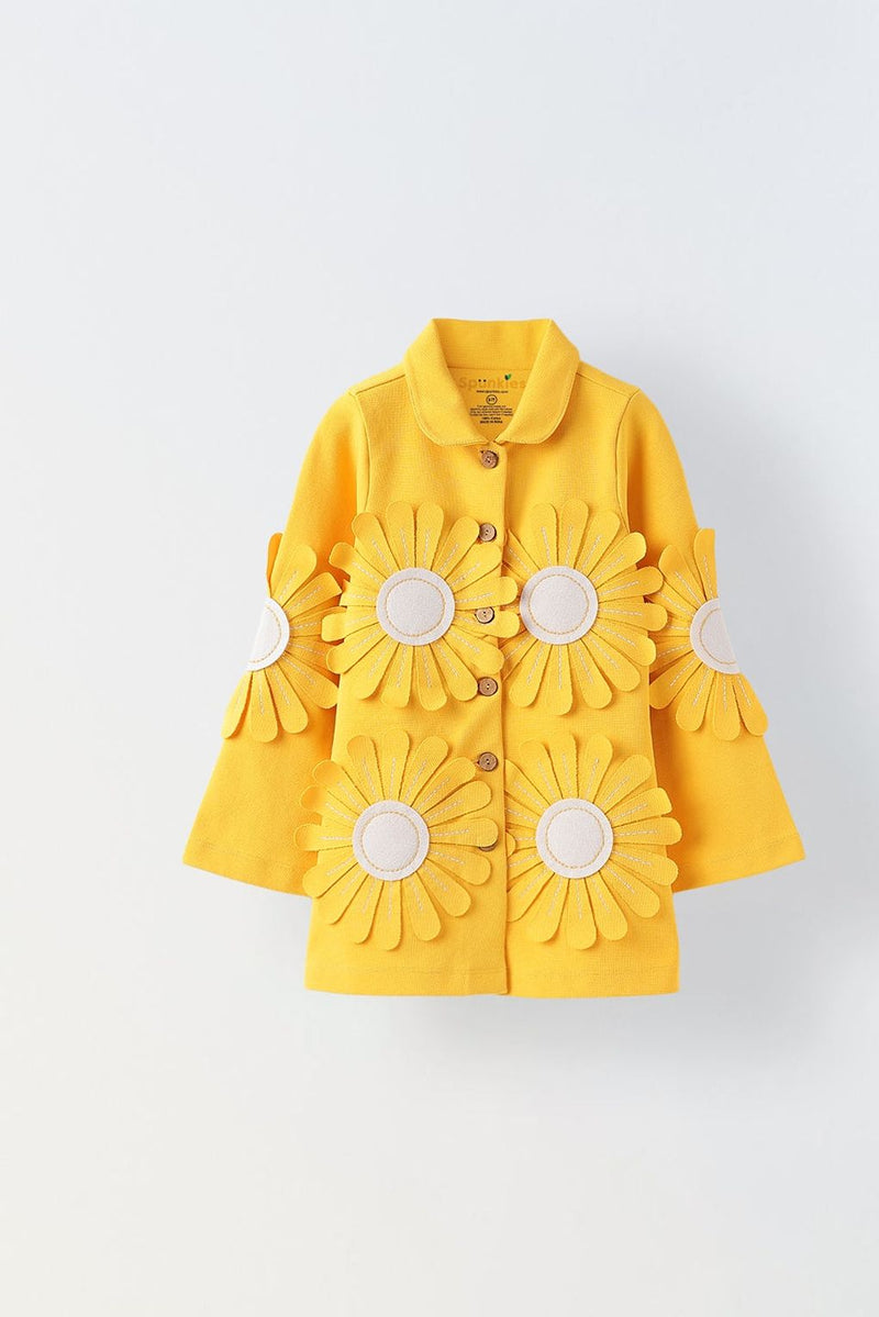 Spunkies Yellow Sunflower Embellished Jacket