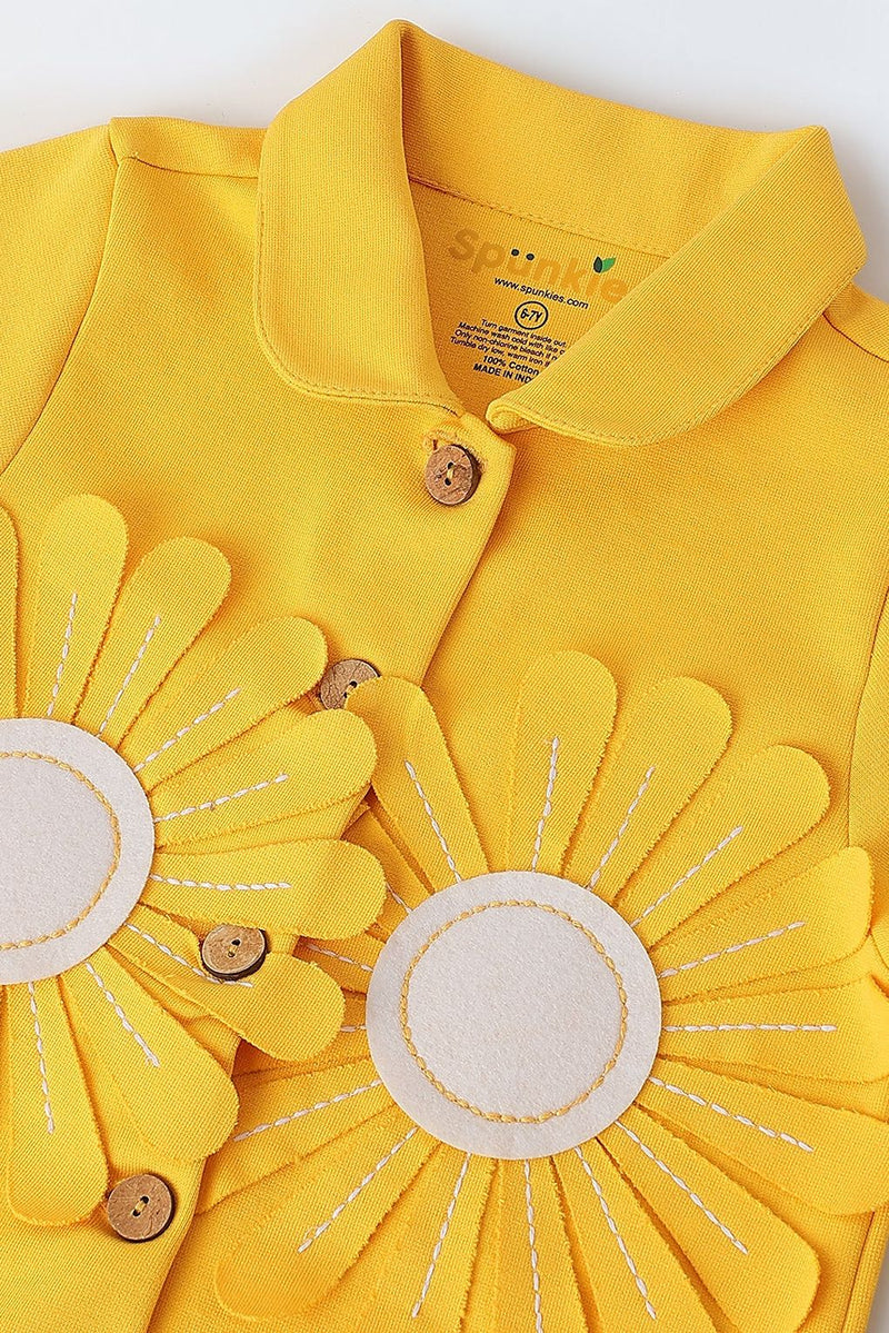 Spunkies Yellow Sunflower Embellished Jacket