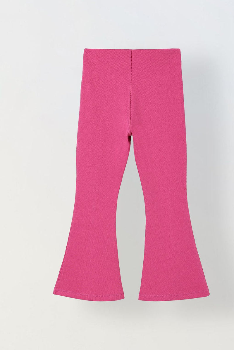 Spunkies Girls Pink Cotton Ribbed Legging