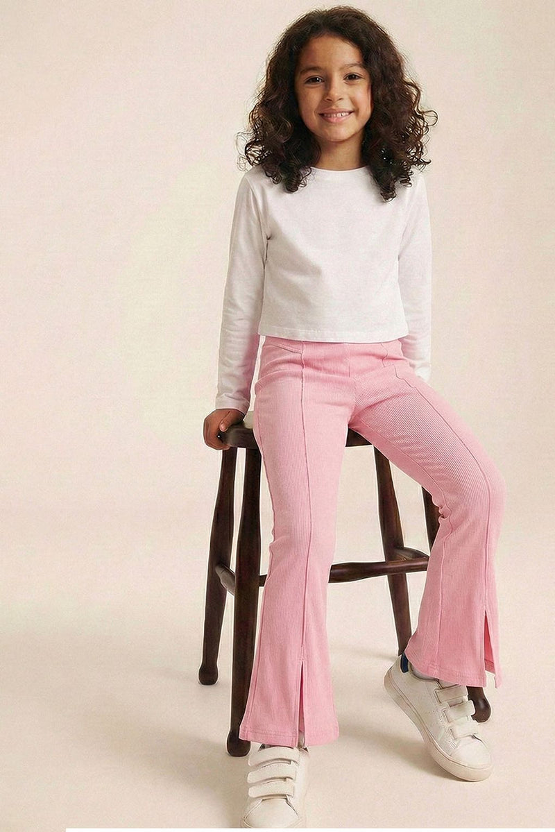 Spunkies Girls Pink Flared Ribbed Legging