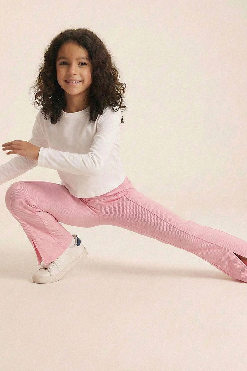 Spunkies Girls Pink Flared Ribbed Legging