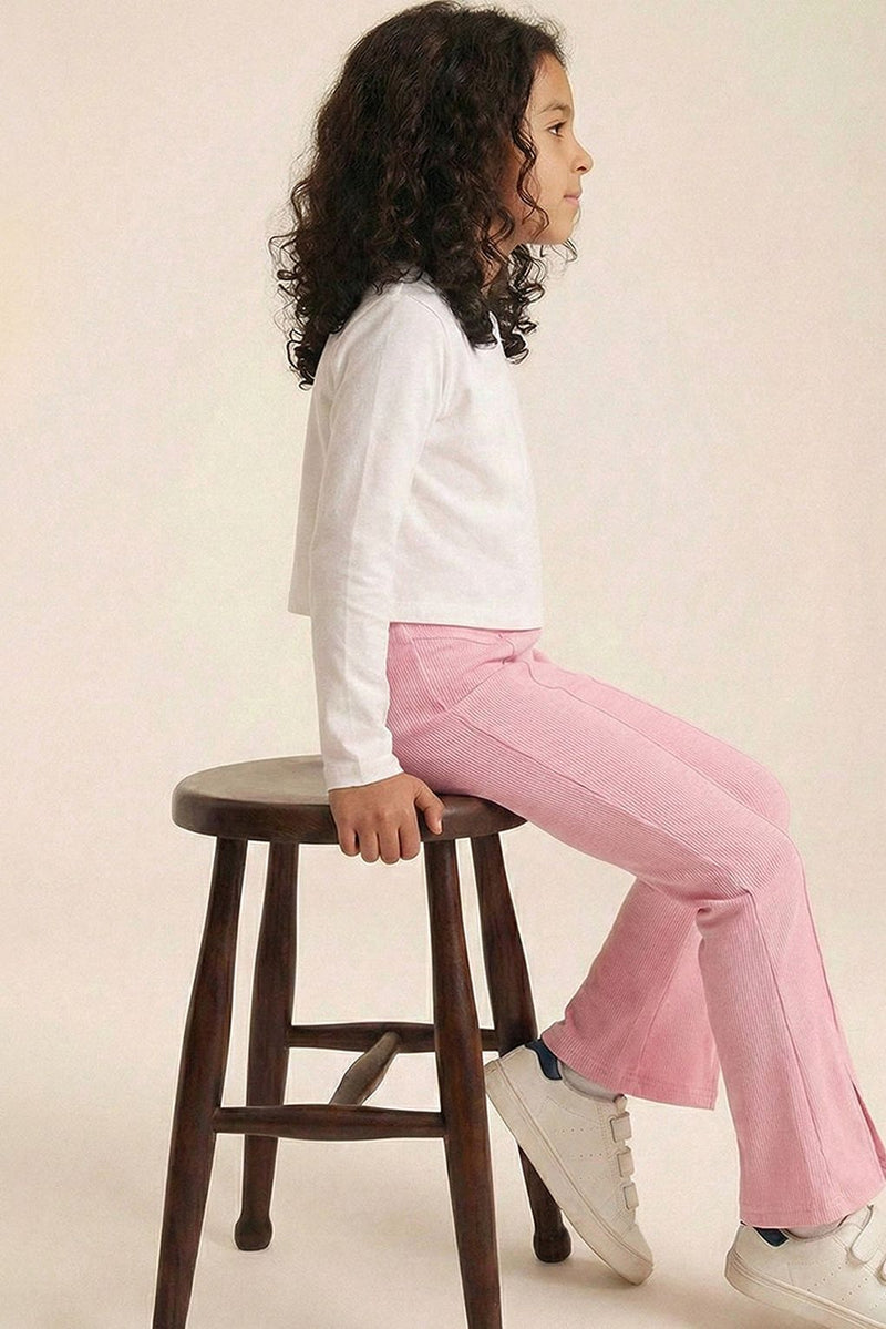 Spunkies Girls Pink Flared Ribbed Legging