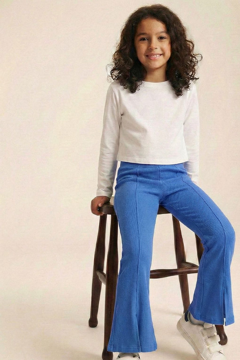 Spunkies Girls Blue Flared Ribbed Legging