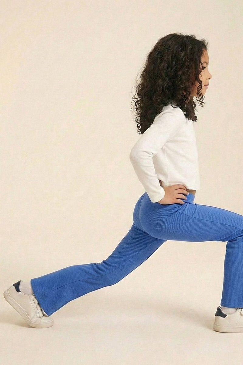 Spunkies Girls Blue Flared Ribbed Legging