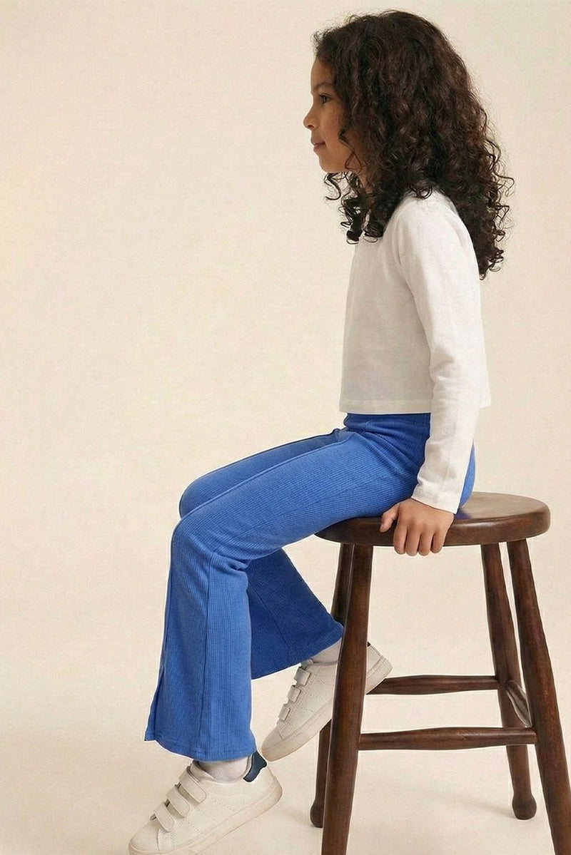 Spunkies Girls Blue Flared Ribbed Legging