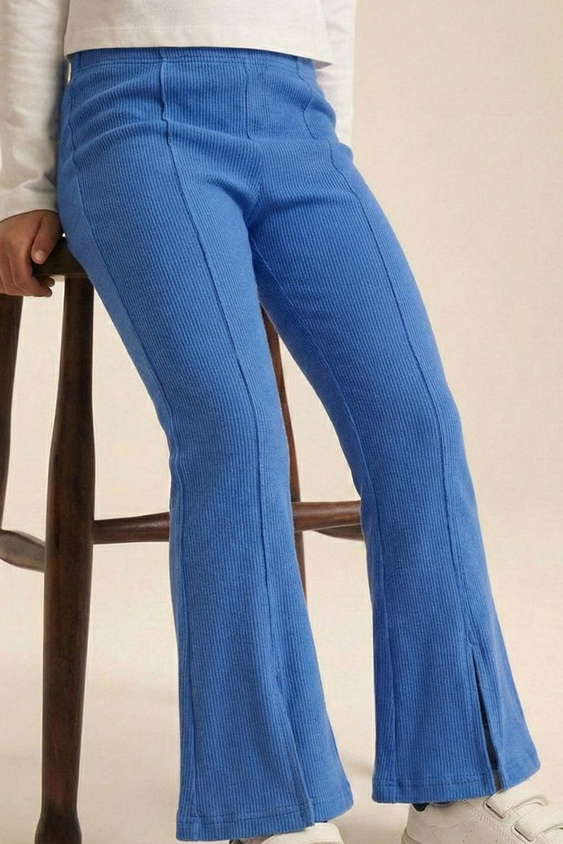 Spunkies Girls Blue Flared Ribbed Legging