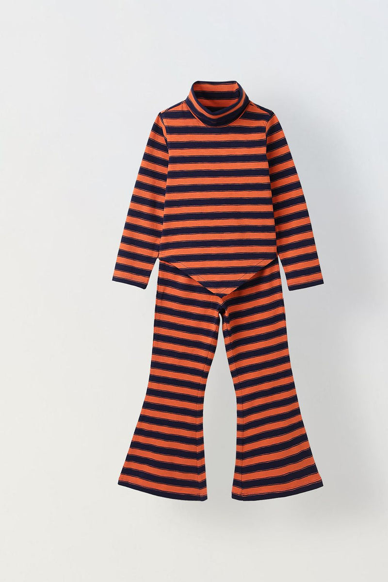Spunkies Girls Red Striped T-shirt with Pyjama Set