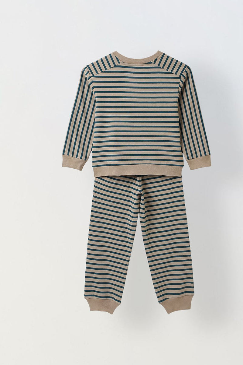Spunkies Girls Striped T-shirt with Pyjama Set