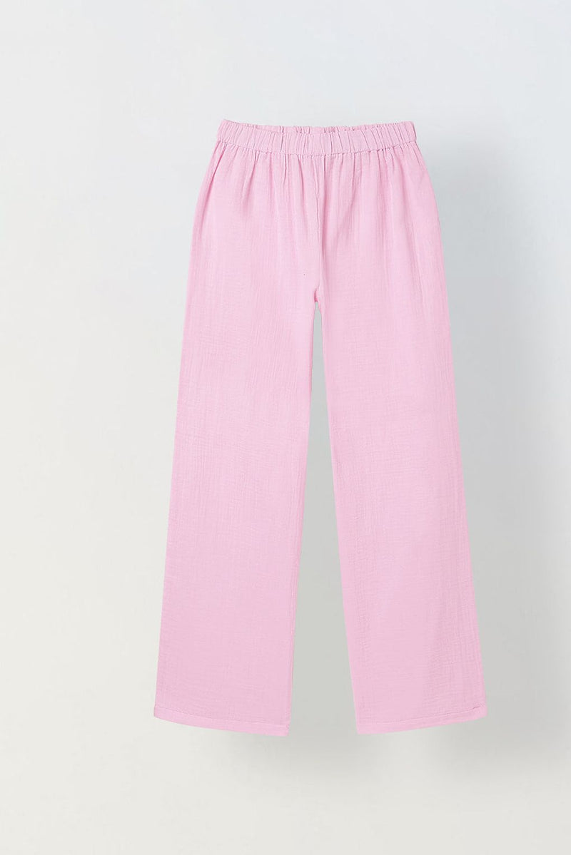 Spunkies Girls Pink Smocked Round Neck Sleeveless Top and Trousers Set