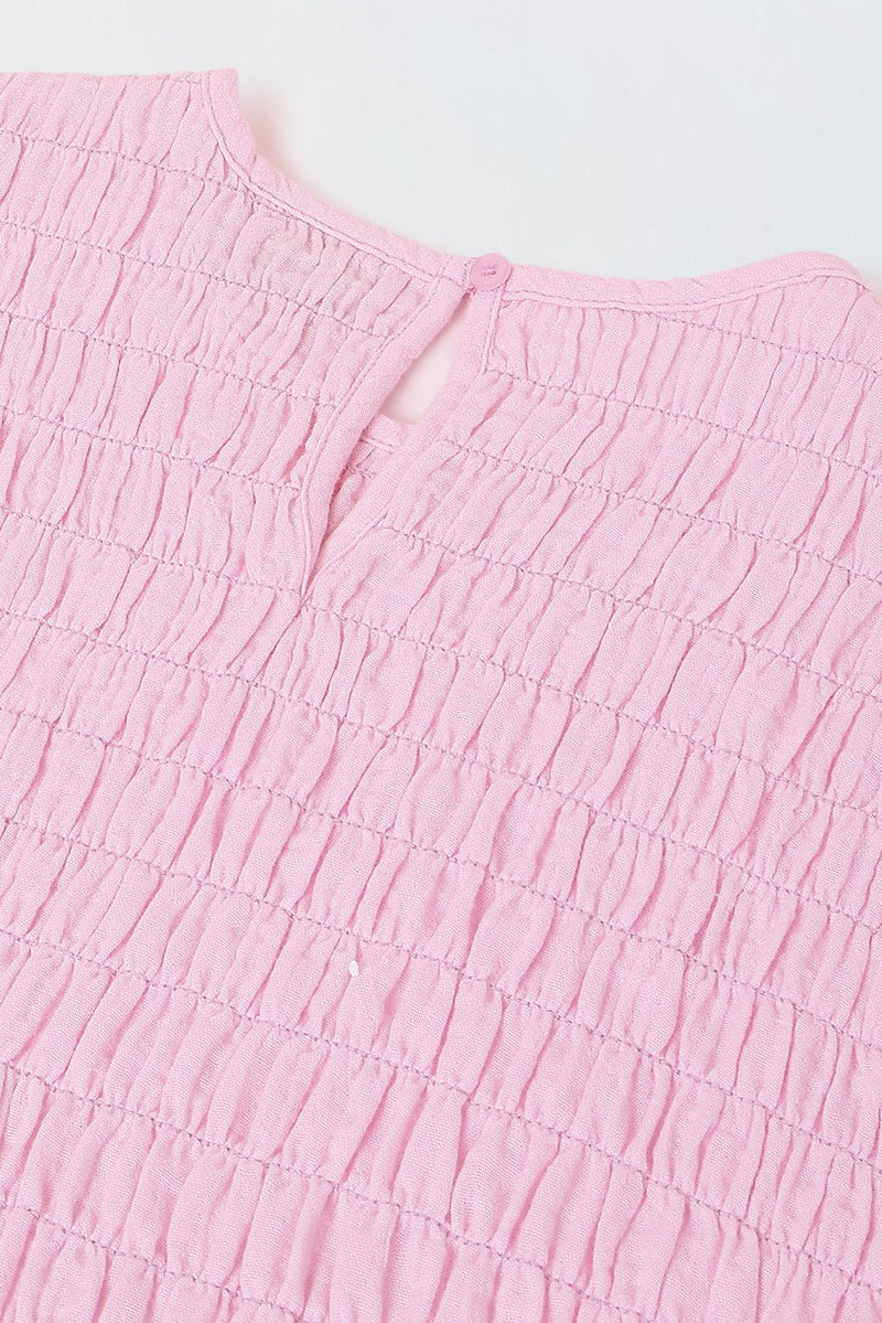 Spunkies Girls Pink Smocked Round Neck Sleeveless Top and Trousers Set