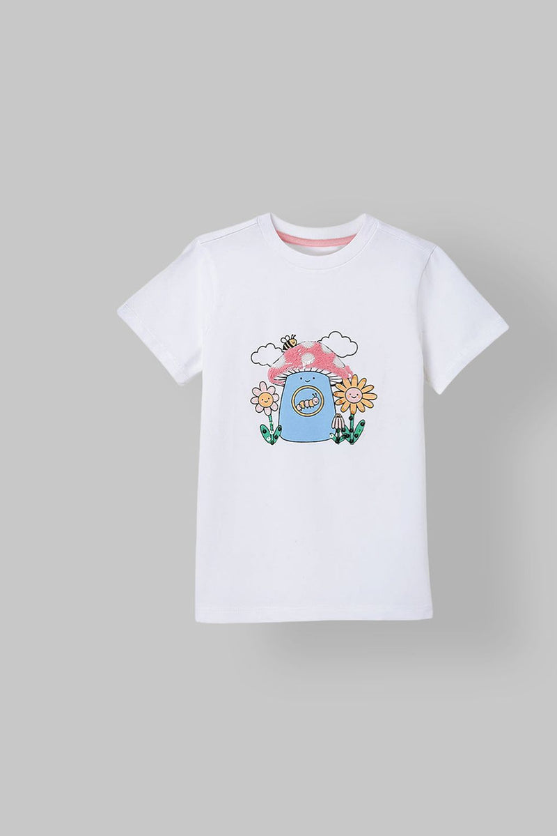 Spunkies White Boys Graphic Print Crew Neck Short Sleeves T-Shirt