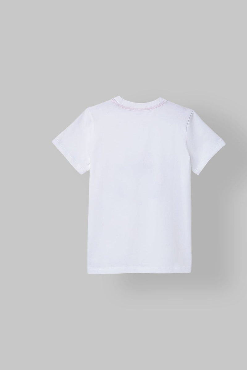 Spunkies White Boys Graphic Print Crew Neck Short Sleeves T-Shirt