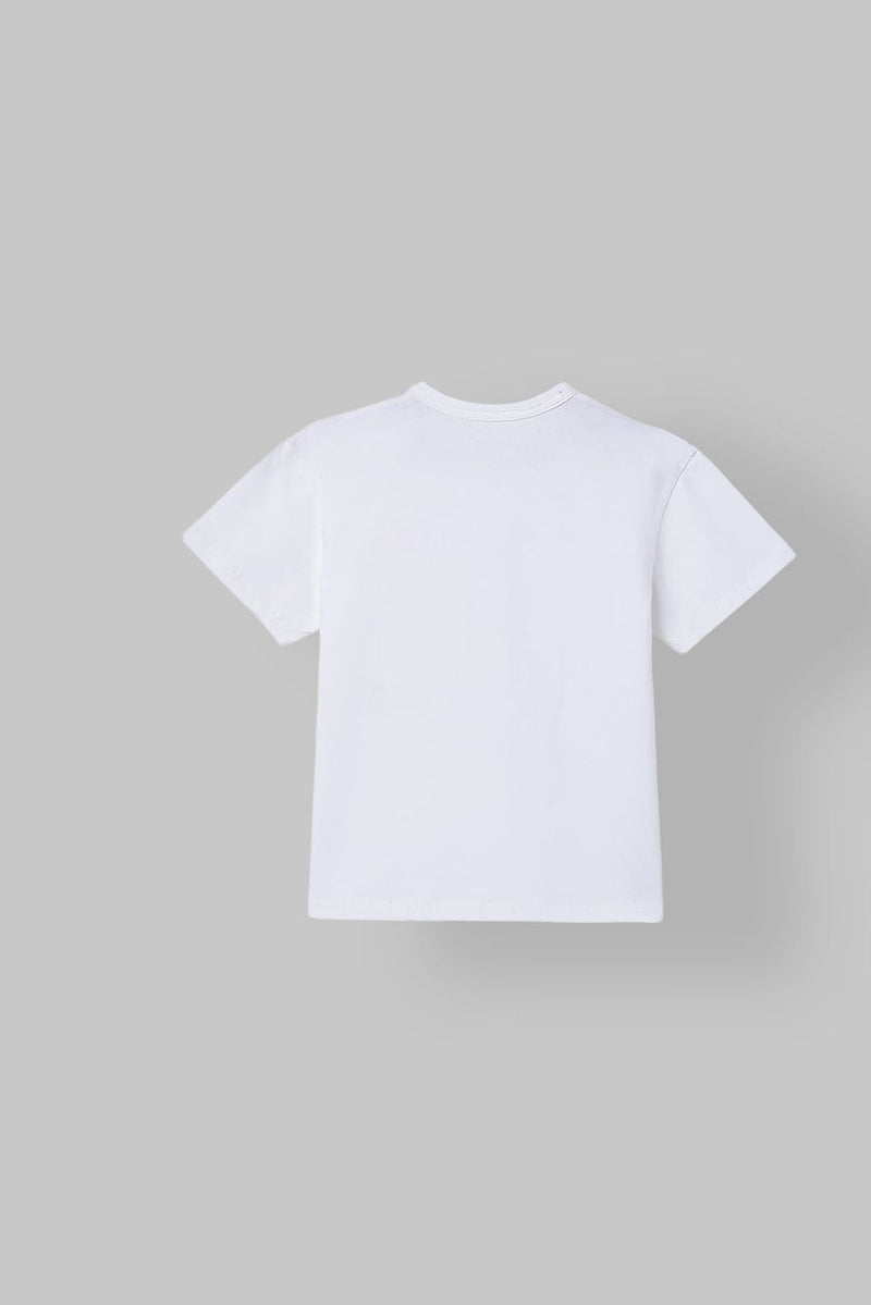 Spunkies White Boys Graphic Print Crew Neck Short Sleeves T-Shirt