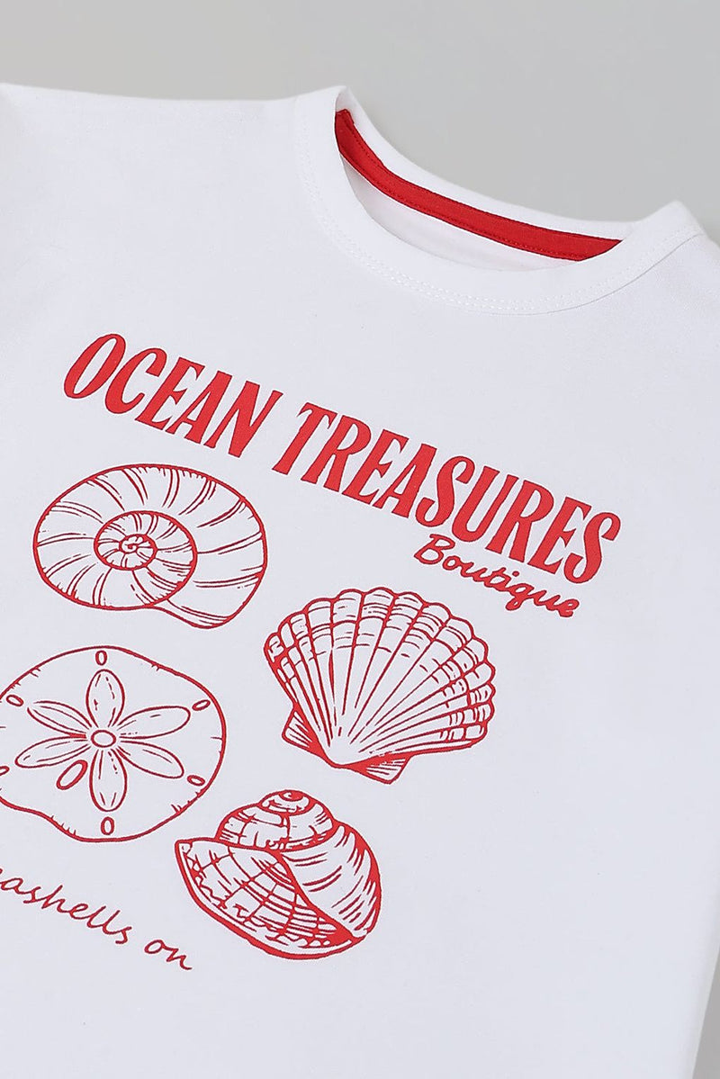 Spunkies White Boys Graphic Print Crew Neck Short Sleeves T-Shirt