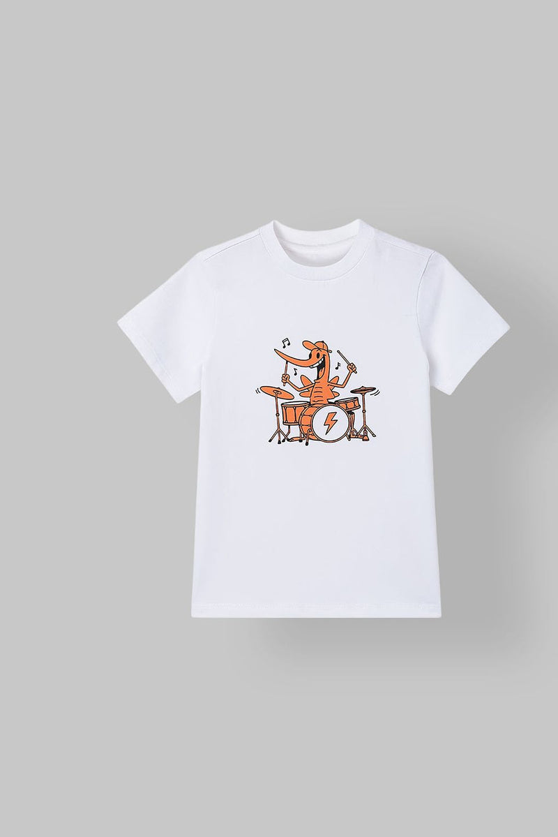 Spunkies White Boys Graphic Print Crew Neck Short Sleeves T-Shirt