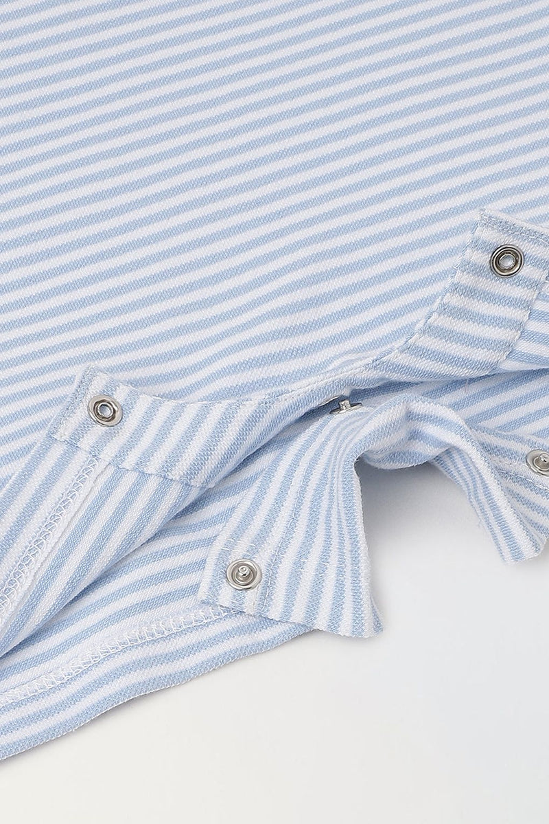 Spunkies Infant Blue Stripe Cotton Collar Neck Romper