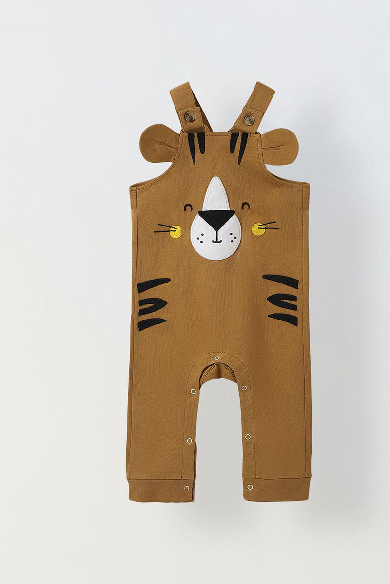 Spunkies Infant Brown Cotton Jersey Romper with Lion Patch