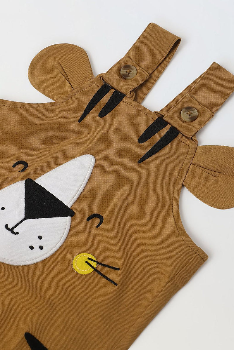 Spunkies Infant Brown Cotton Jersey Romper with Lion Patch