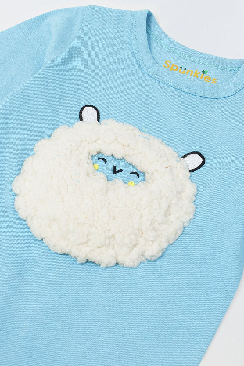Spunkies Cotton Waffle Knit Solid Regular Casual Wear Romper Infant Full Sleeve Blue Soft Fabric