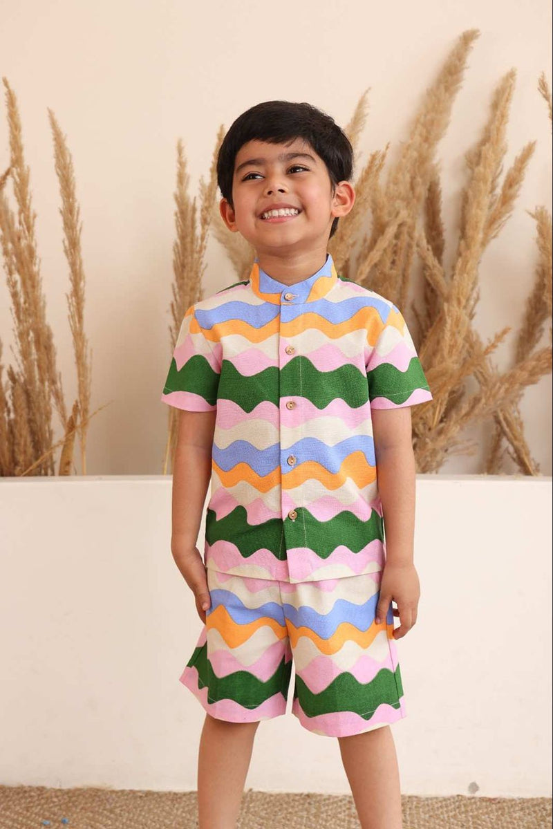 Spunkies Rainbow Waves Shirt & Shorts Set