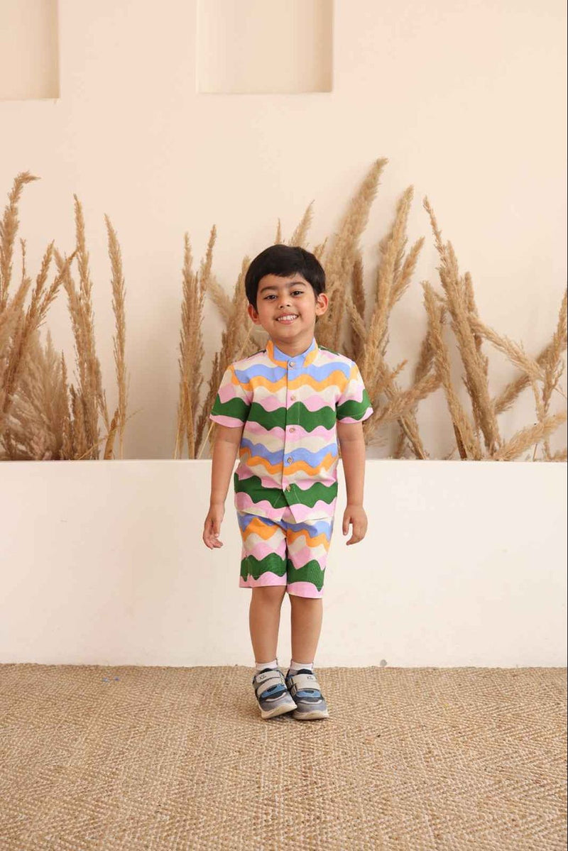 Spunkies Rainbow Waves Shirt & Shorts Set