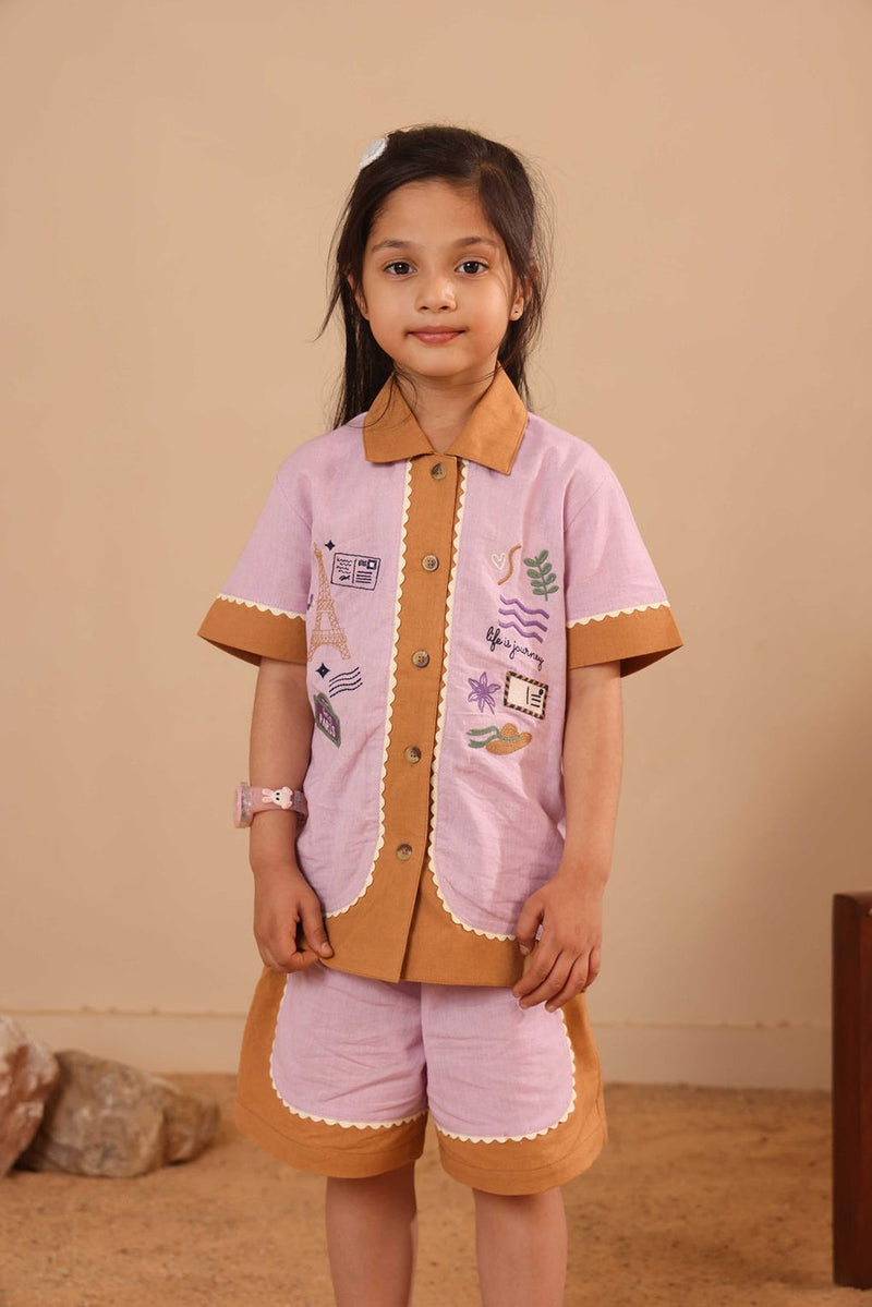 Spunkies Girls Purple T-Shirt and Shorts Set