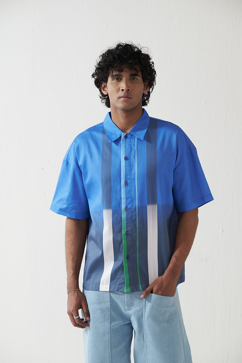 Coastal Contrast Button-Down Shirt