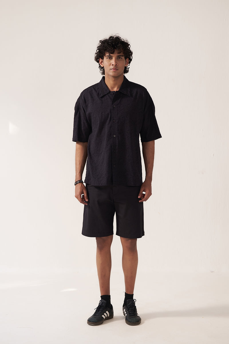Obsidian Minimal Jacquard Shirt