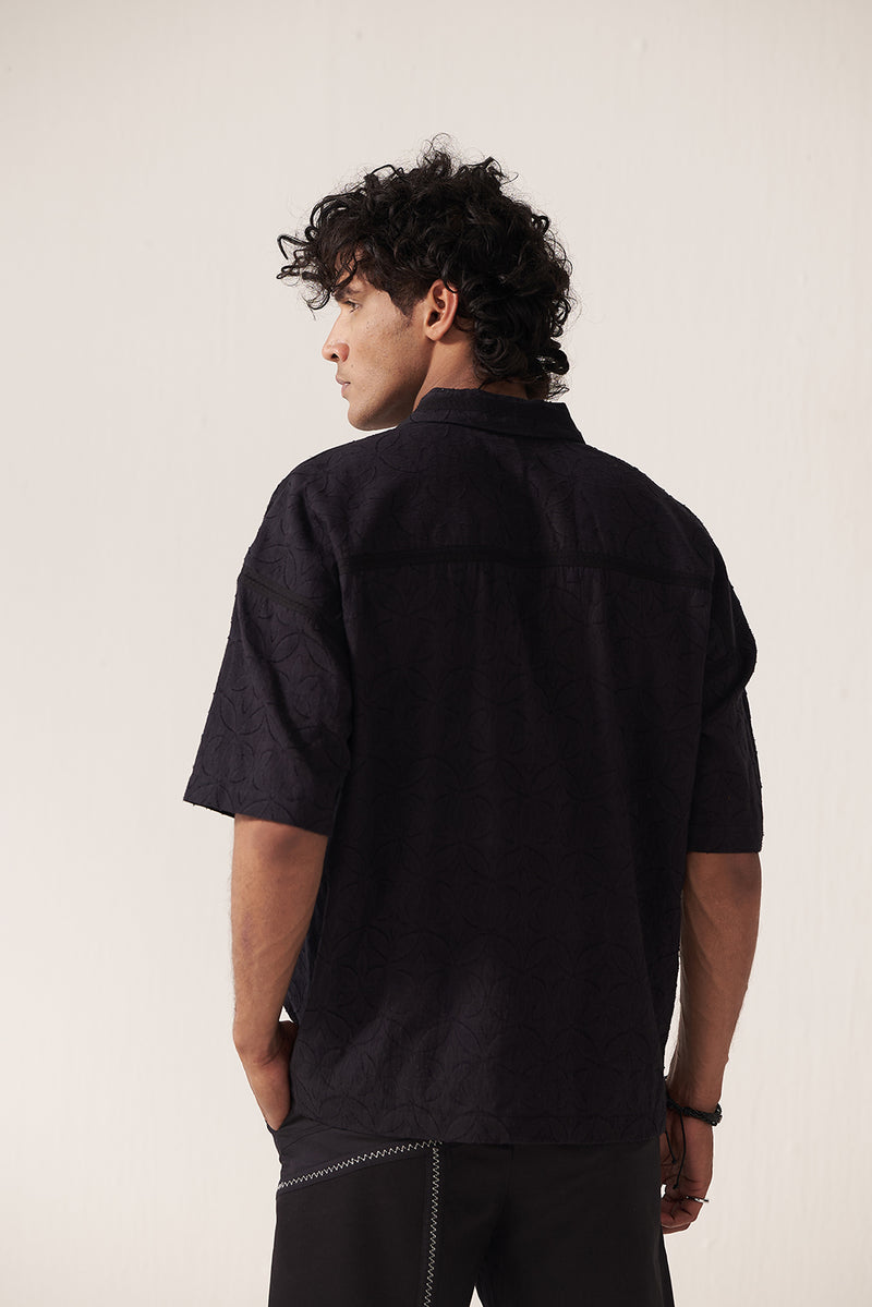 Obsidian Minimal Jacquard Shirt