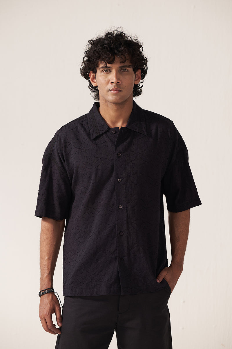 Obsidian Minimal Jacquard Shirt