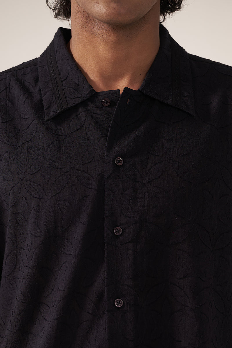 Obsidian Minimal Jacquard Shirt