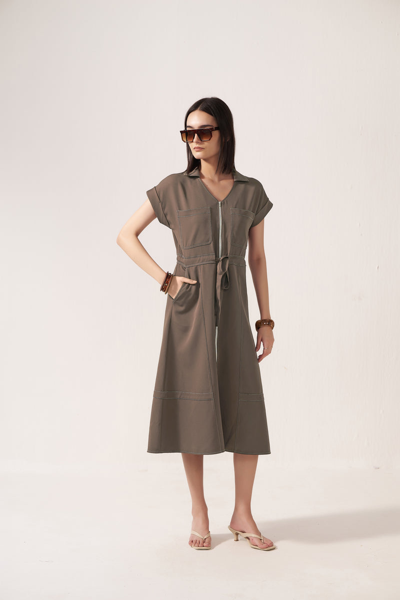 Safari Dusk Belted Dress