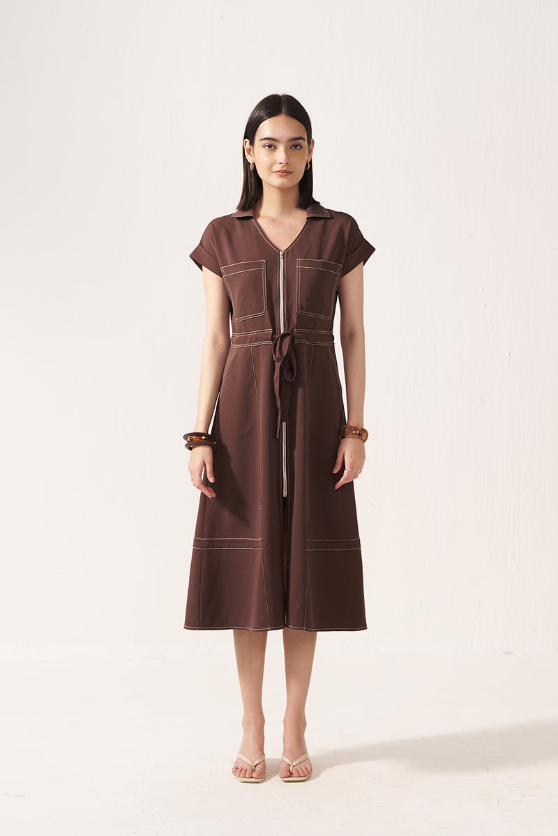Safari Dusk Belted Dress